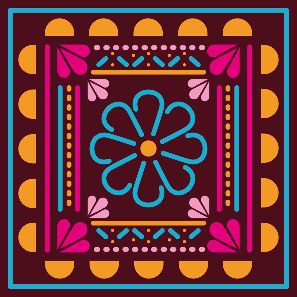 mexican flower in a colorful frame vector