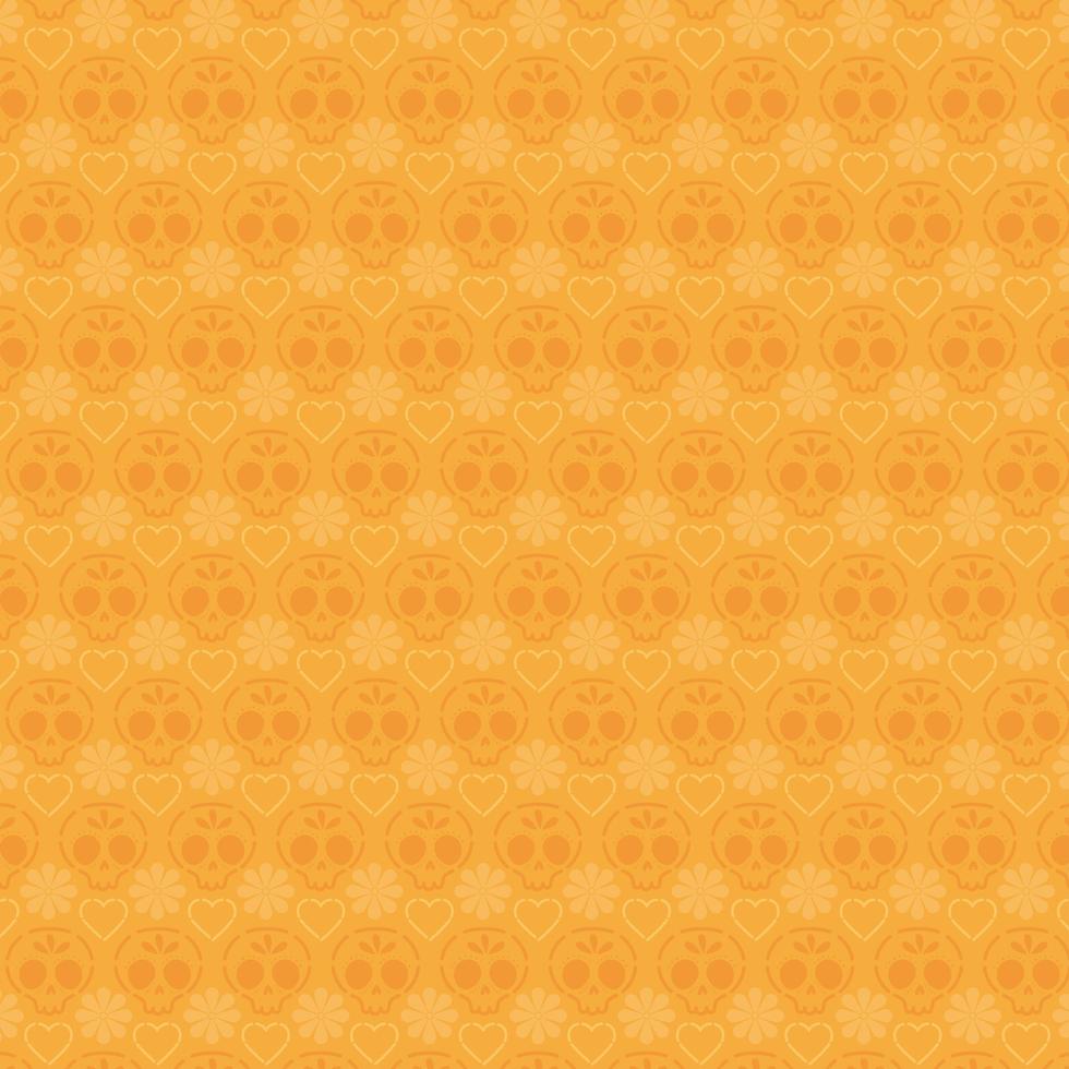 Mexican skulls pattern on an orange background vector design