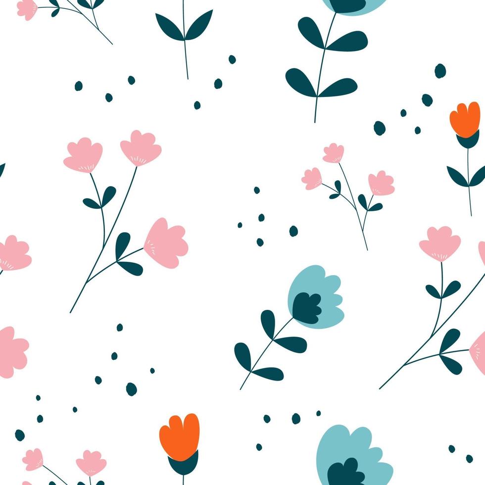 Vector floral flower seamless pattern design. Can be used for wallpaper, background, scrapbook, and another creative project.