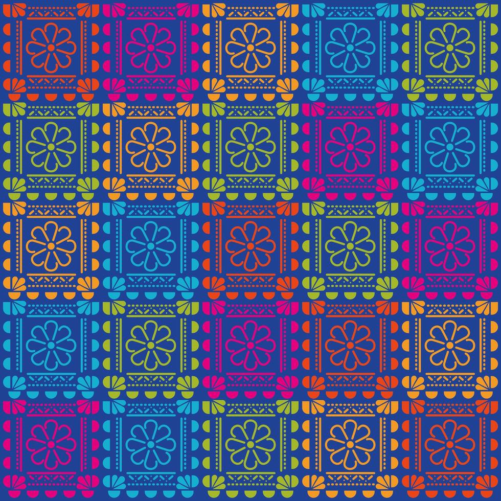 Mexican flowers pattern background vector design