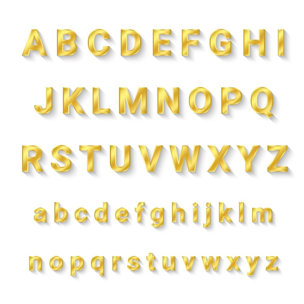 Gold Alphabet A to Z With Capital and Small Letters vector