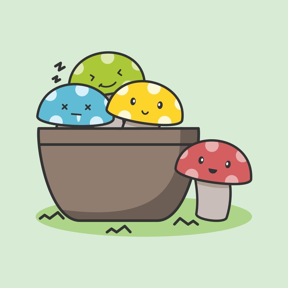 Playful Colorful Mushrooms vector