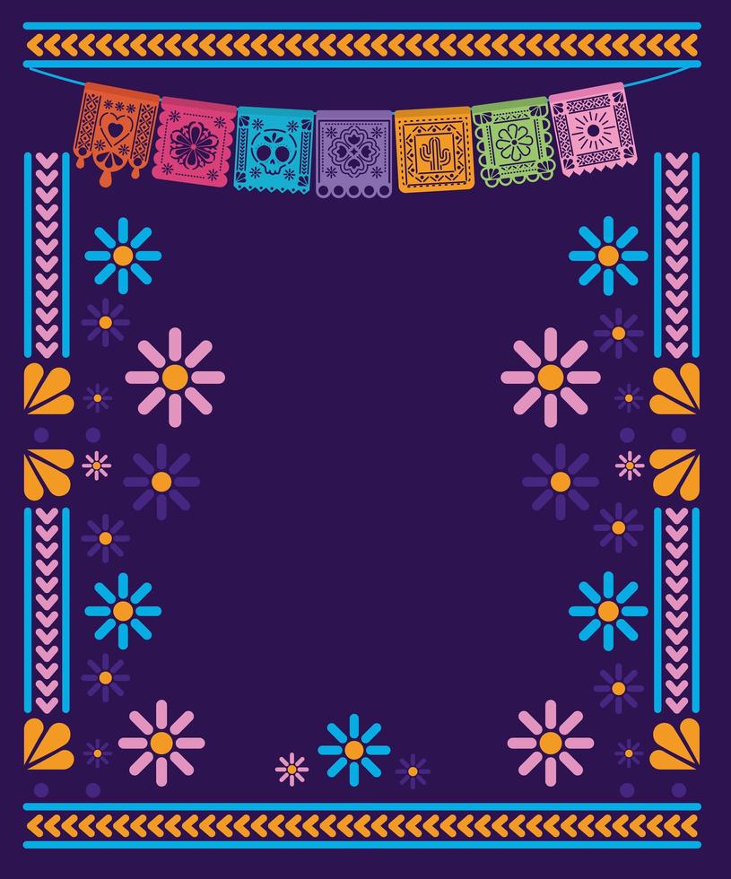 banderín mexicano con diseño de vector de marco