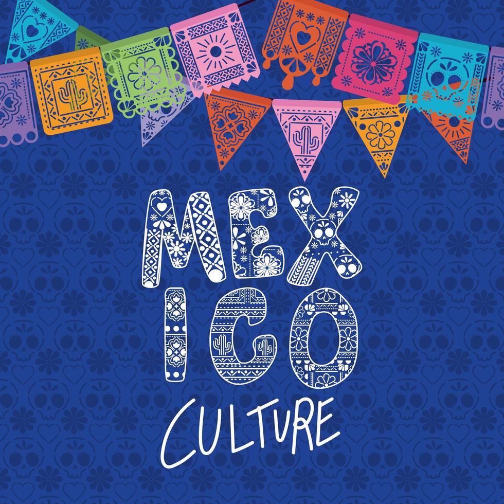 Mexico culture with colorful pennant vector