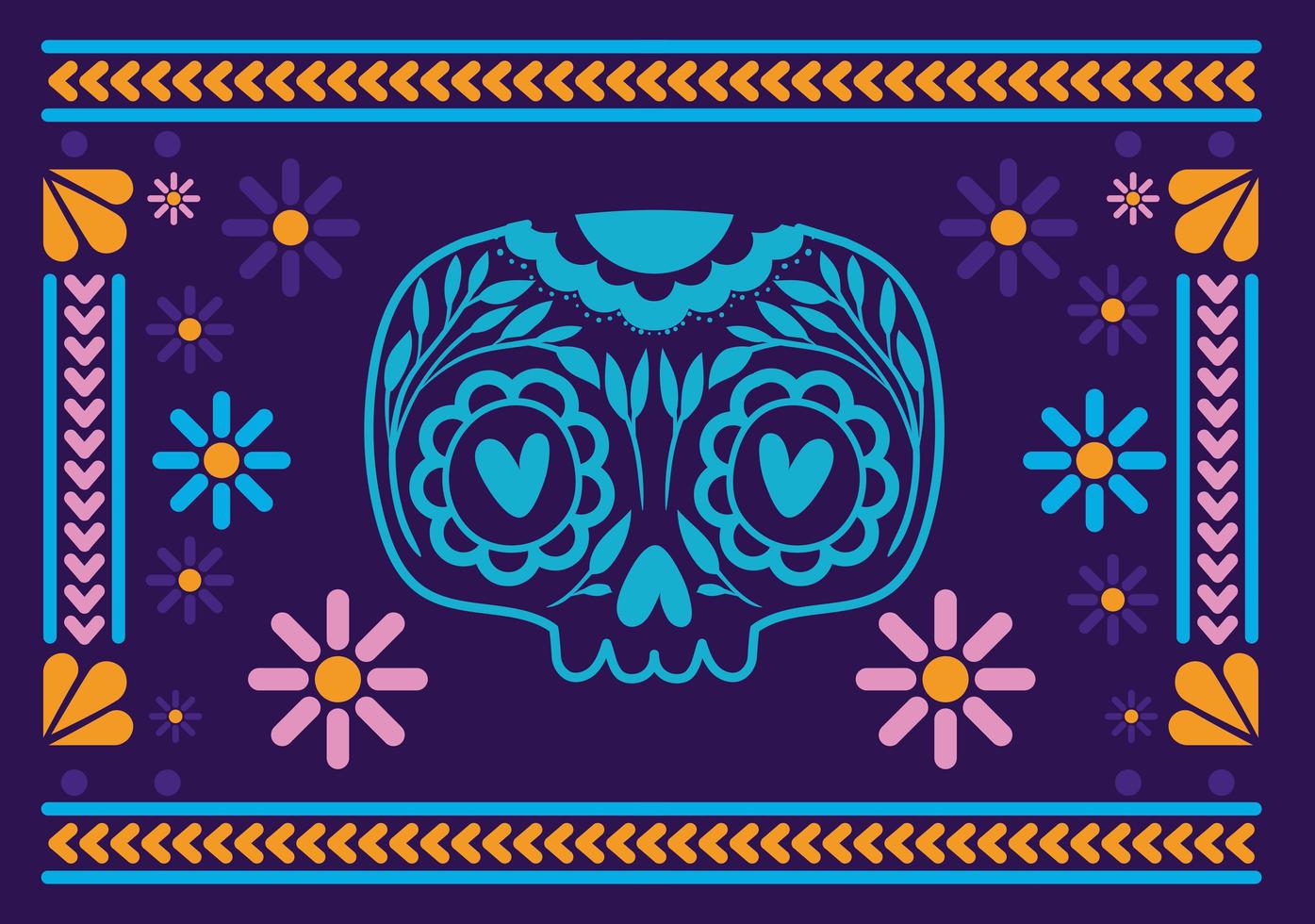 Mexican skull with colorful frame vector