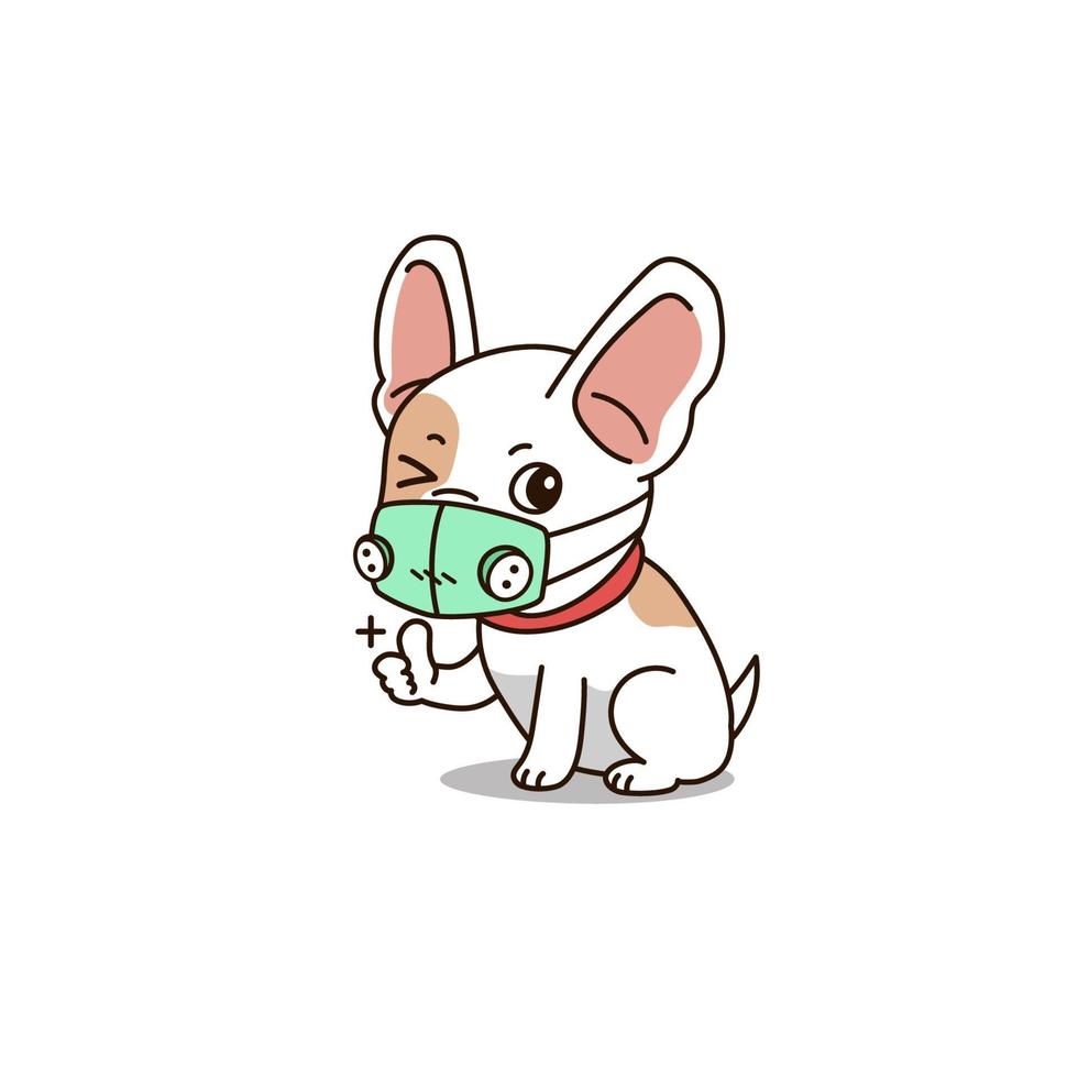 Vector cartoon cute dog wearing respirator mask