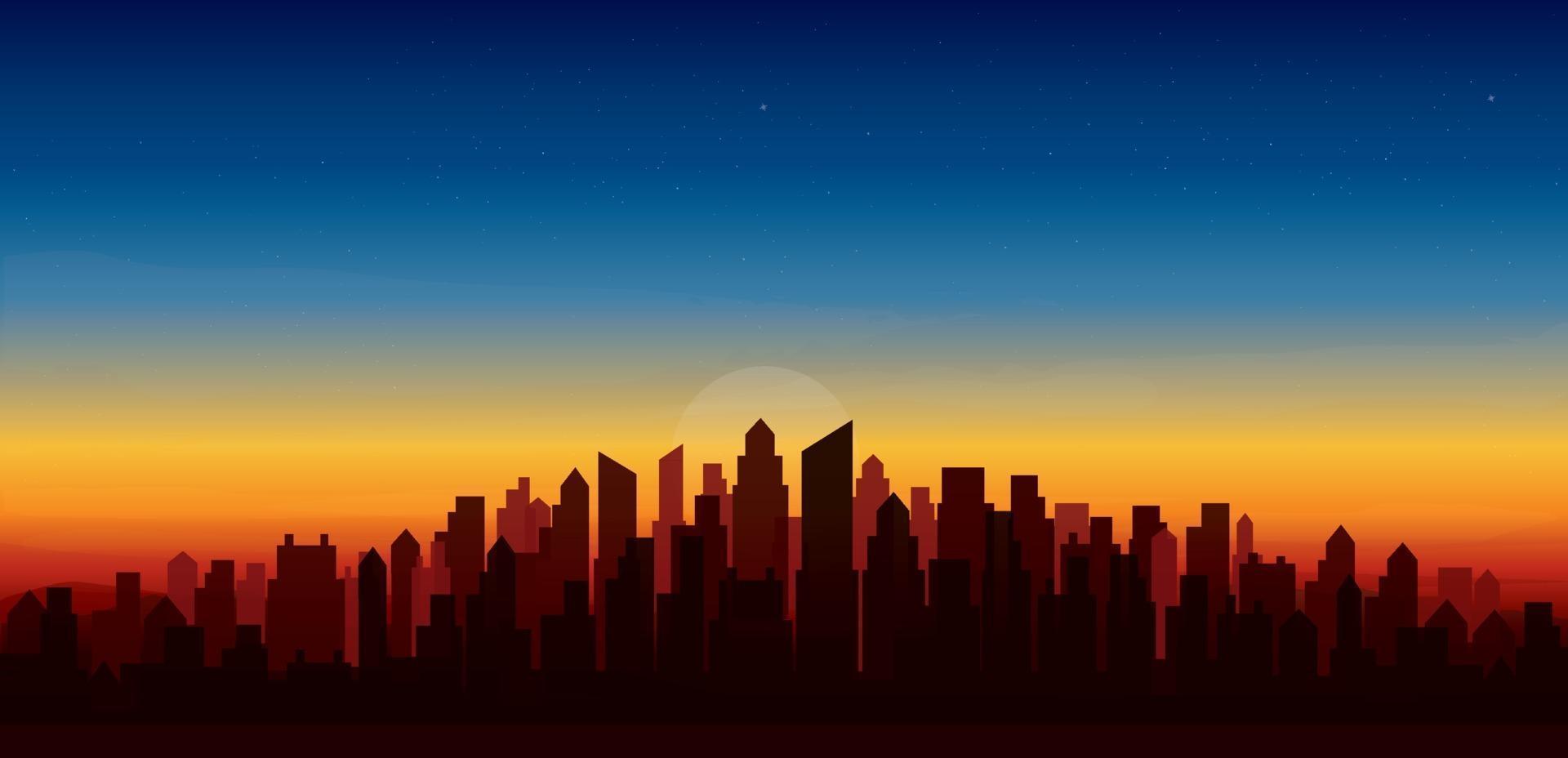 modern city skyline sunset  landscape backgrounds vector illustration EPS10