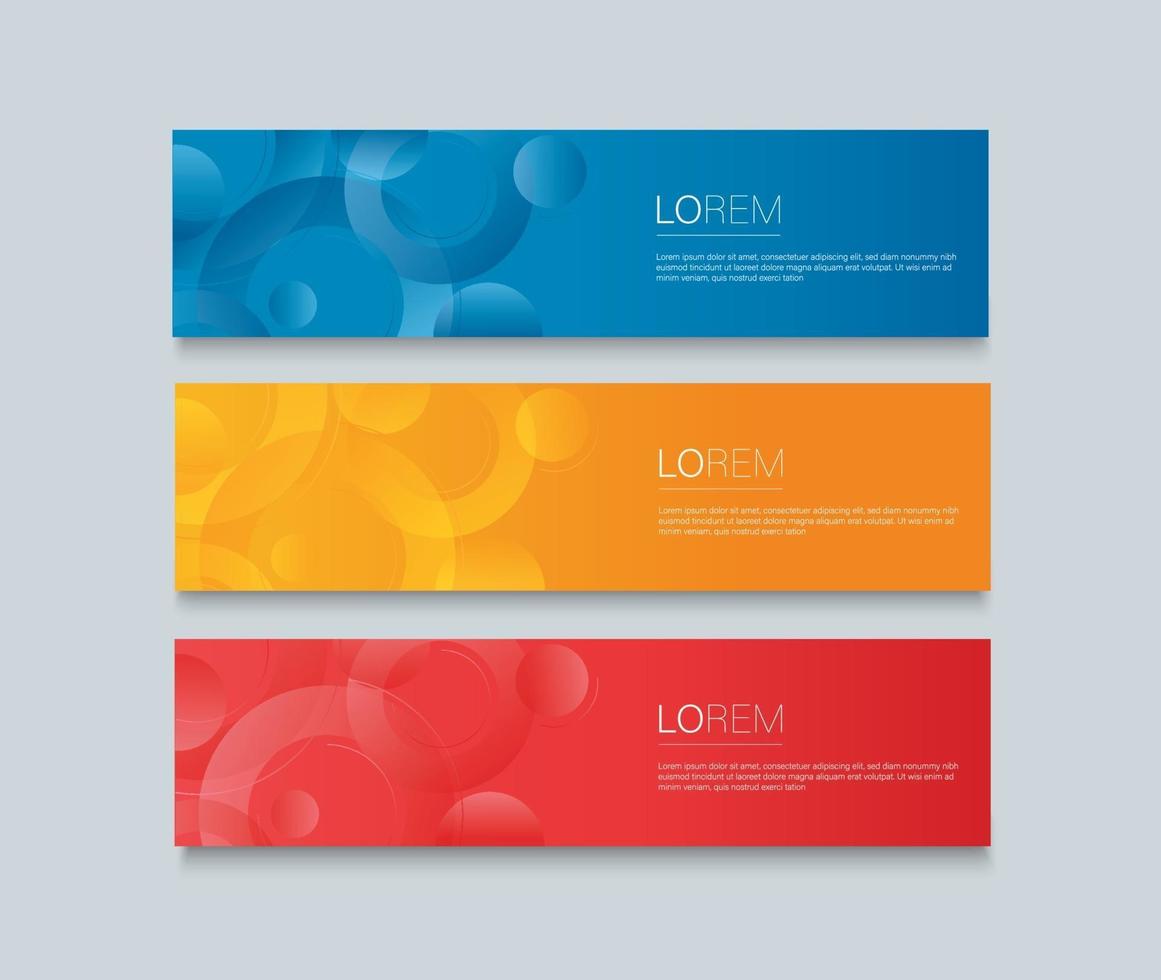 Set of modern colorful banner template. Blue, Red and Orange Banner design vector