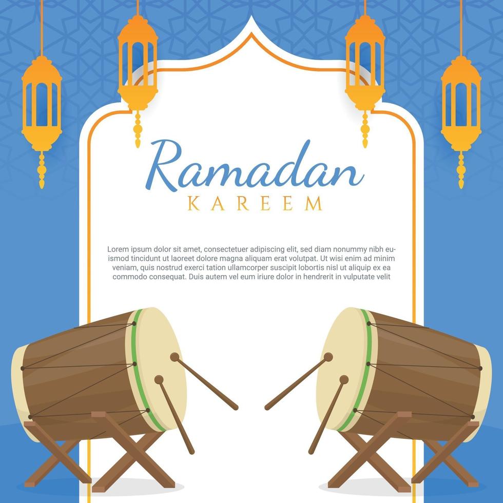 flat design greeting ramadan kareem vector