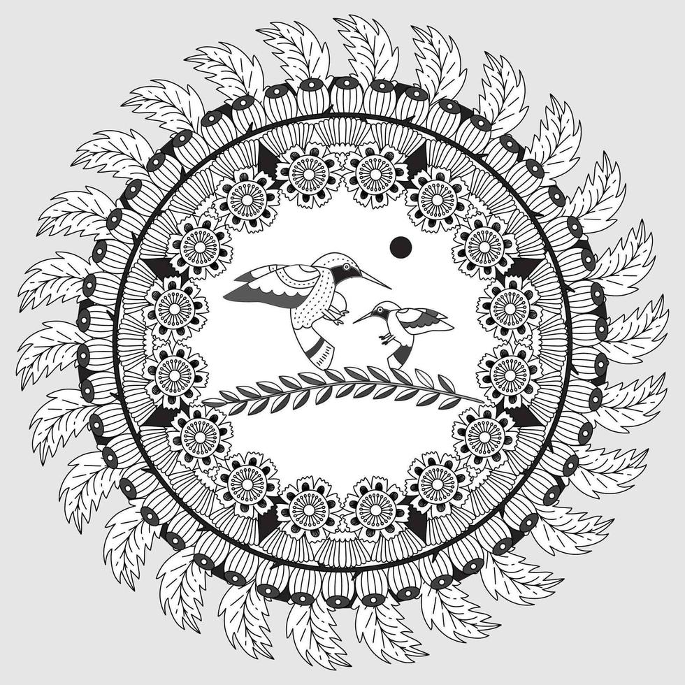 Circular Floral Pattern In Form Of Mandala, Decorative Ornament In Oriental Style, Ornamental Mandala Design Background With Vines Birds Free Vector