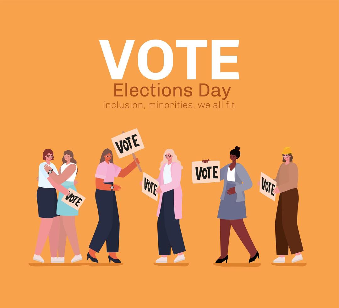 Women with vote banners vector design