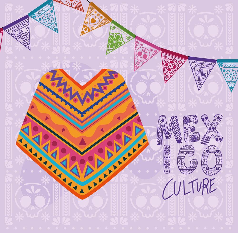 Mexico culture lettering with poncho vector design