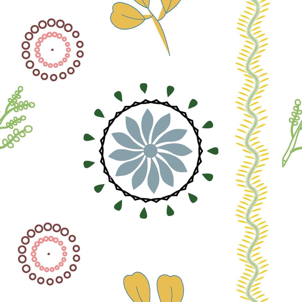 Seamless vines and floral pattern with a large-scale design vector