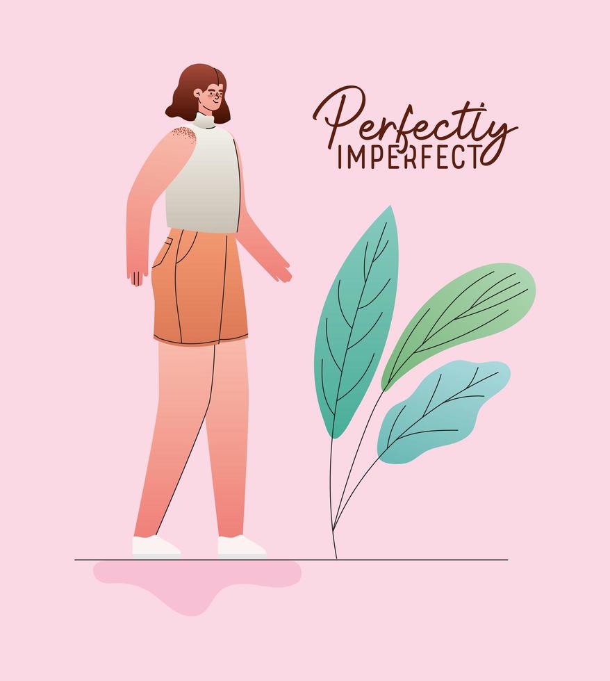 perfectly imperfect woman with leaves vector design