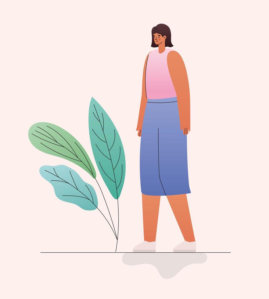 woman with leaves vector design