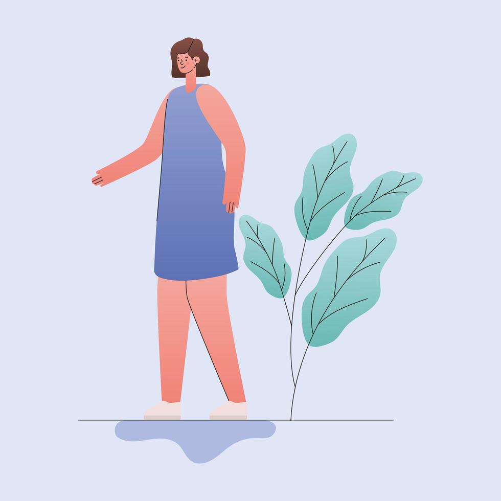 woman with leaves vector design