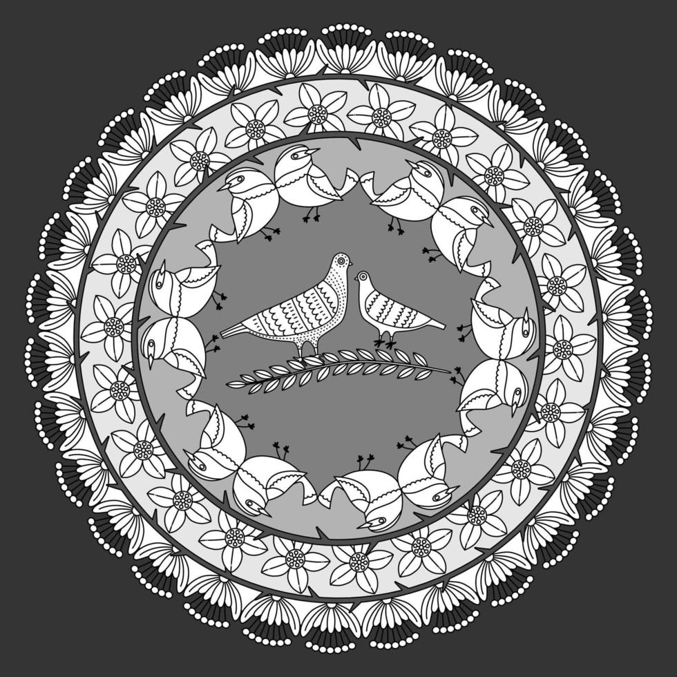 patrón floral circular en forma de mandala, adorno decorativo en estilo oriental vector