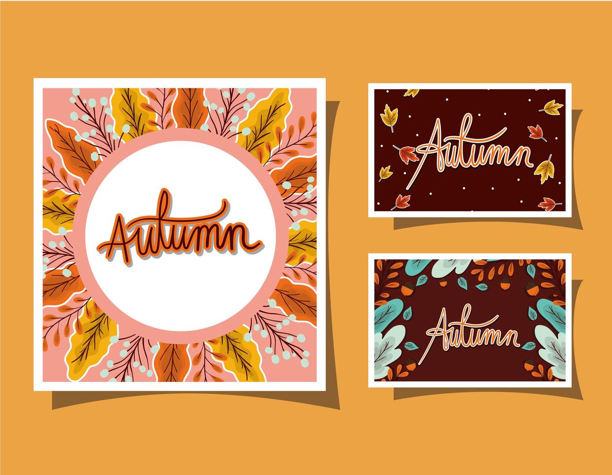Autumn banner set with leaves vector