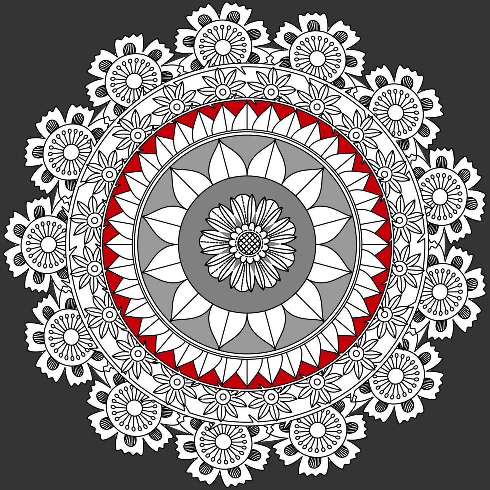 patrón floral circular en forma de mandala, adorno decorativo en estilo oriental vector