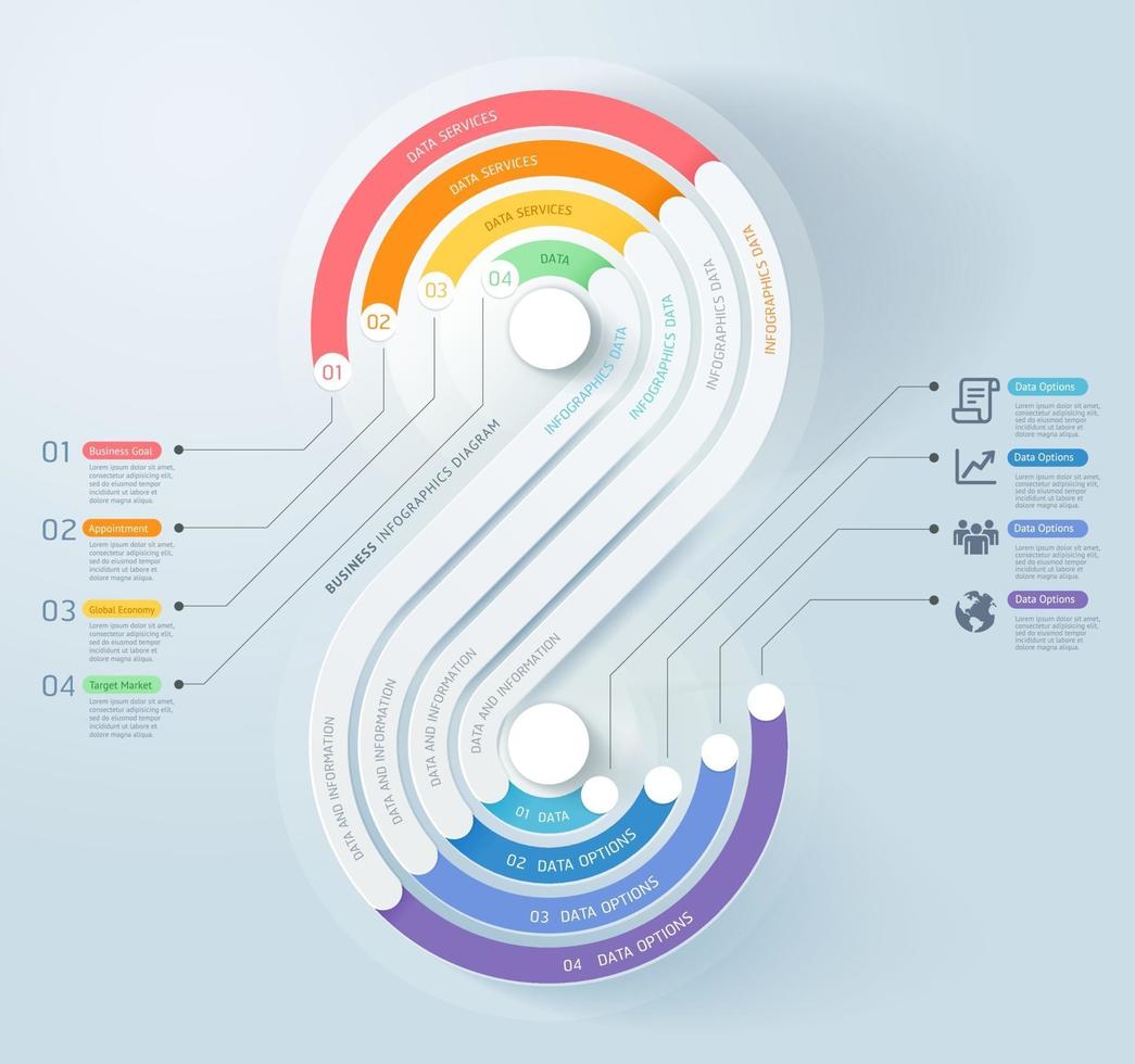 Fondo de plantilla de línea de tiempo de infografías de negocios. ilustraciones vectoriales. vector