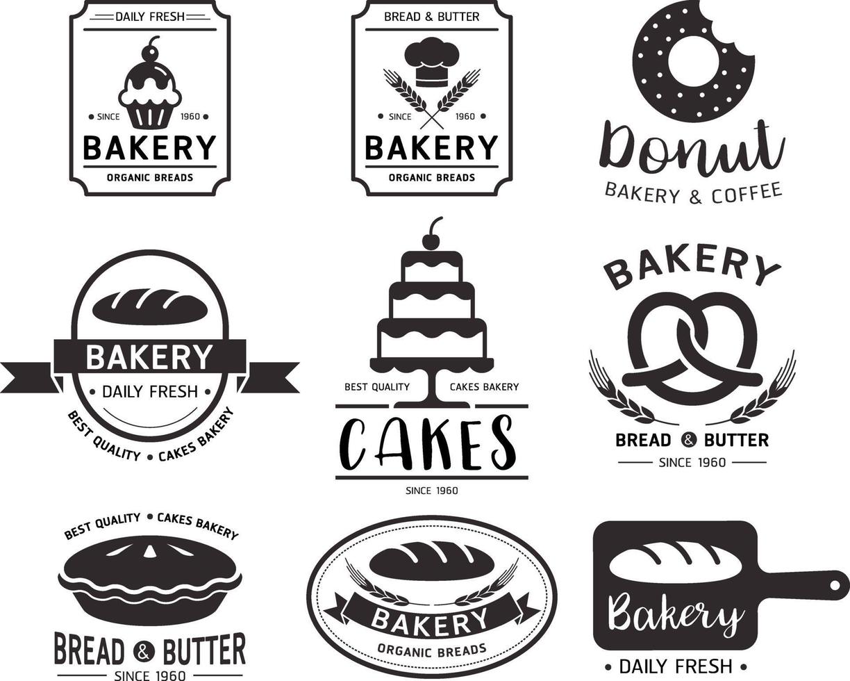 Bakery shop logo set vector