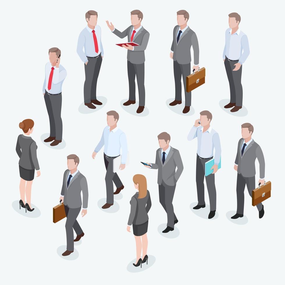 Group of business human isometric design. Vector illustrations.