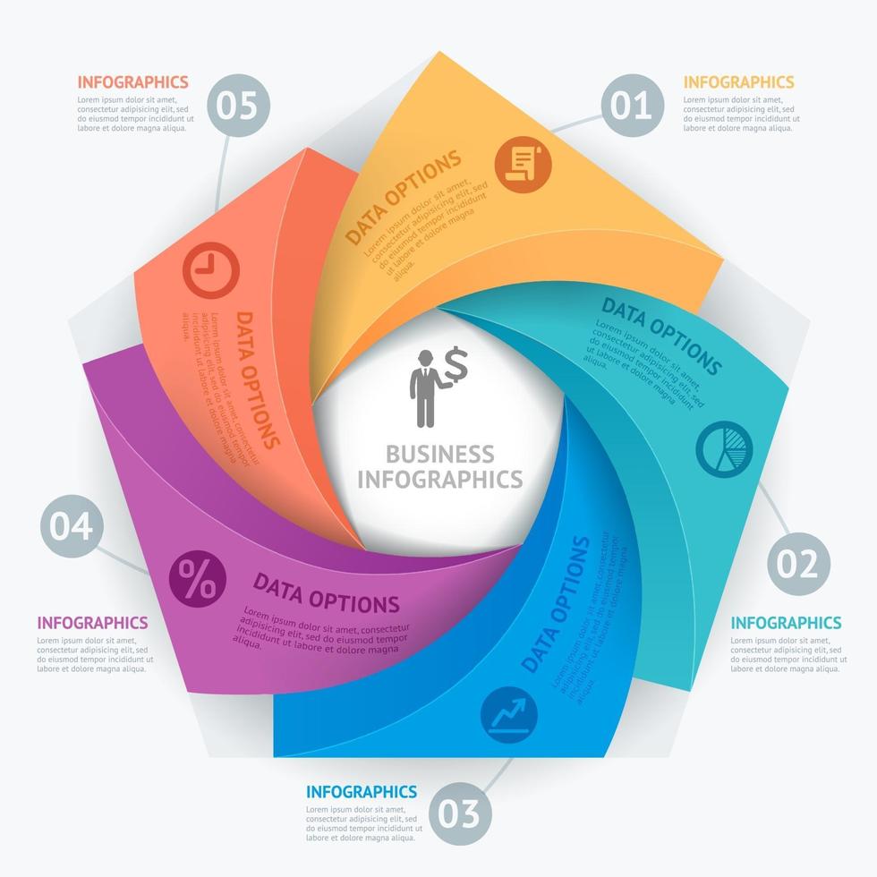 plantilla de diseño de infografías de negocios. ilustración vectorial. se puede utilizar para diseño de flujo de trabajo, diagrama, opciones numéricas, opciones de inicio, diseño web vector