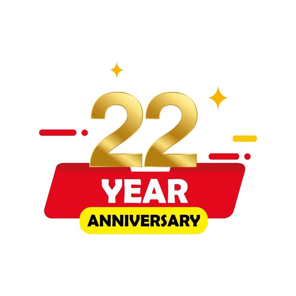 Ilustración de diseño de plantilla de vector de logotipo de aniversario de 22 años