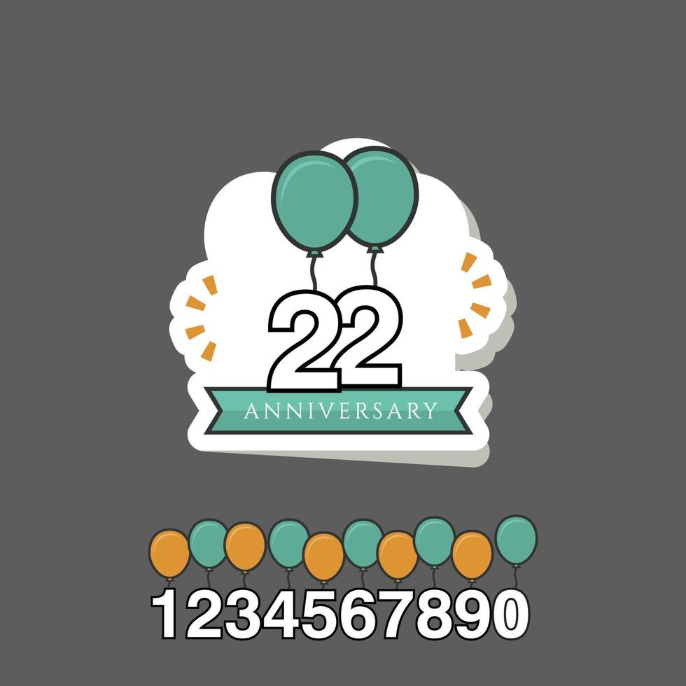22 Year Anniversary Template Design Illustration vector