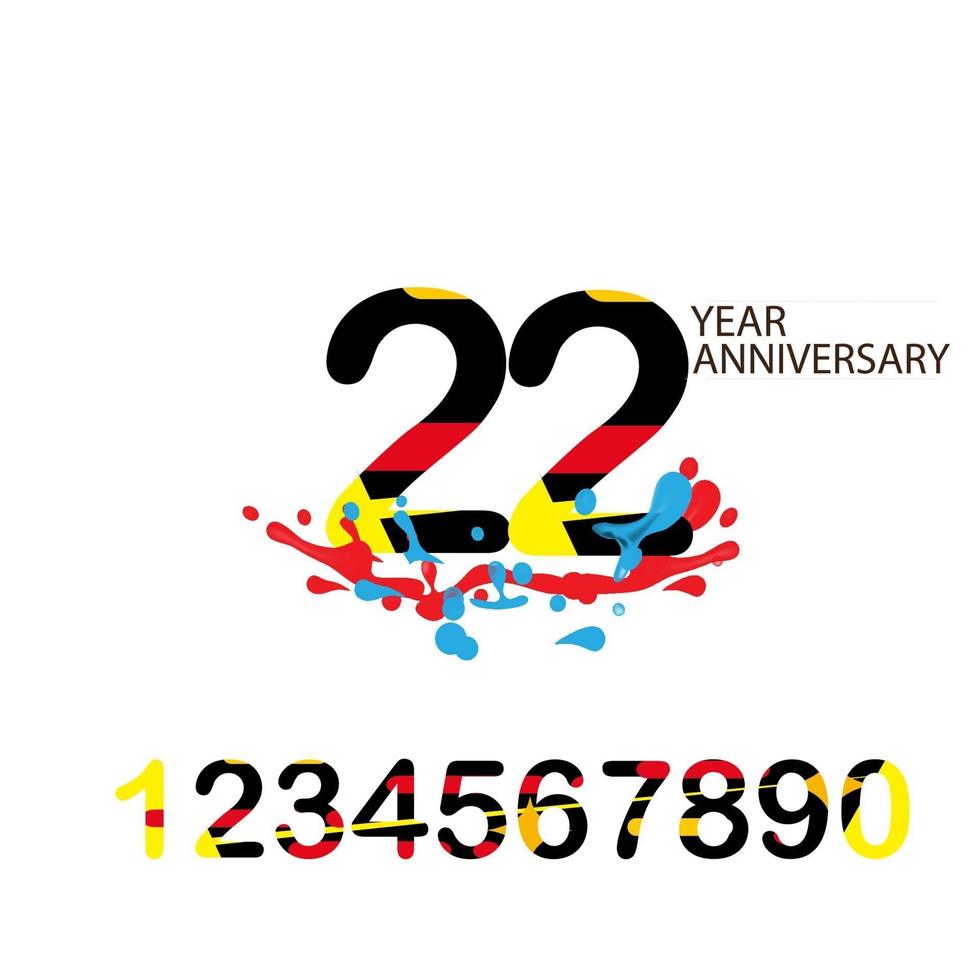 Ilustración de diseño de plantilla de aniversario de 22 años vector