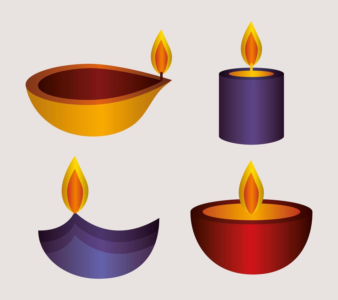 Diwali candle set vector design