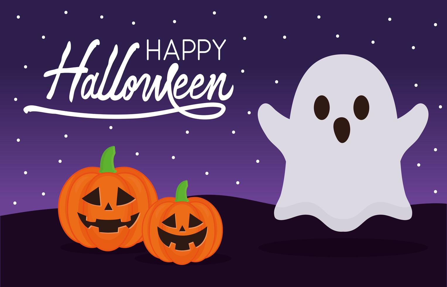 fantasma de halloween y calabazas con diseño vectorial de murciélagos  2093926 Vector en Vecteezy
