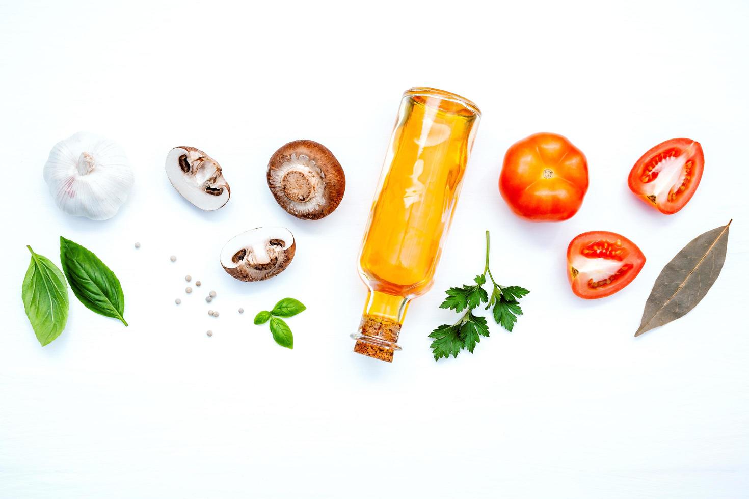 Fresh Italian ingredients on white background photo