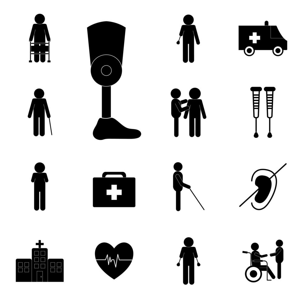 conjunto de iconos de discapacidad vector