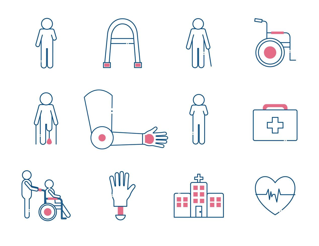 Disability icon set vector