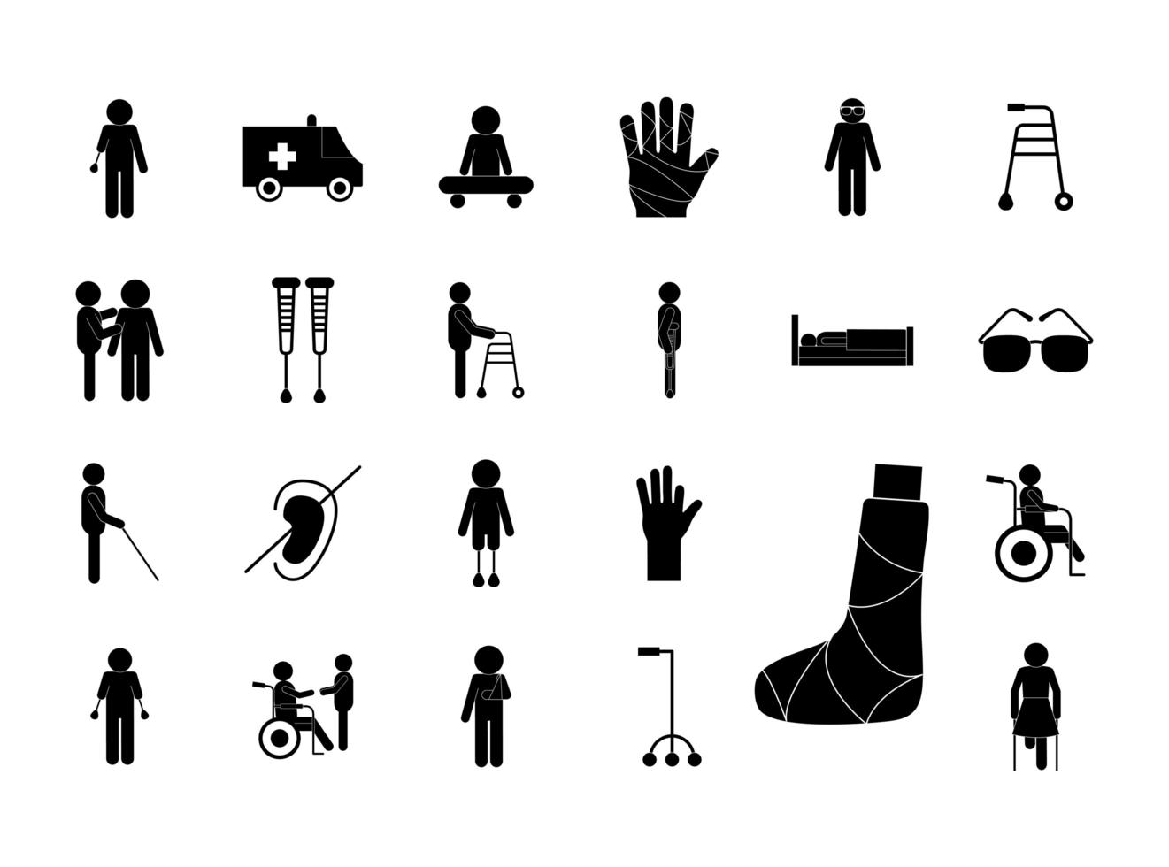 Disability icon set vector