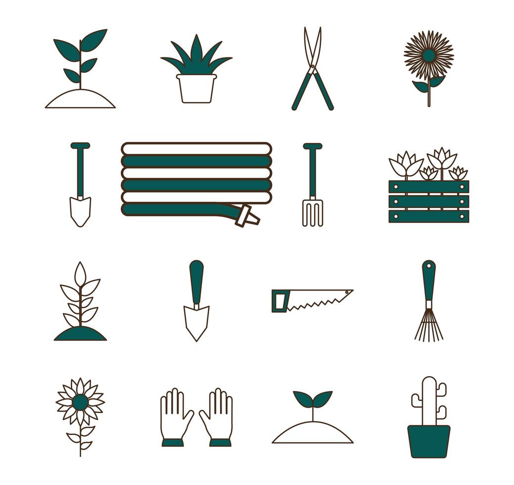 conjunto de iconos de jardinería vector