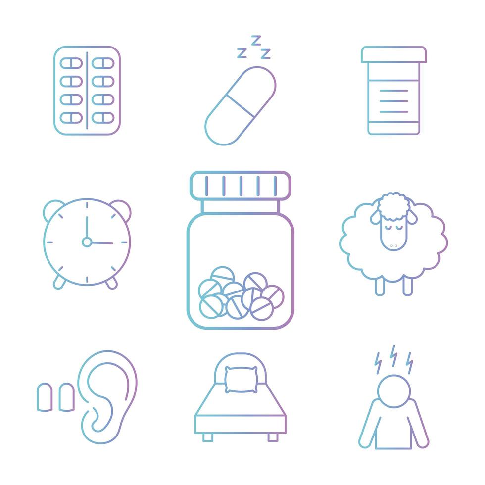 Sleeping icon set vector