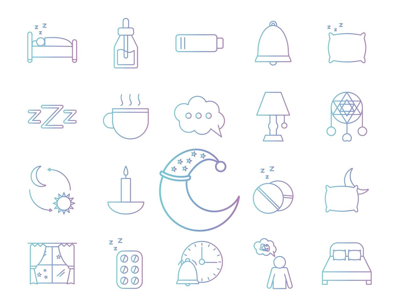 Sleeping icon set vector