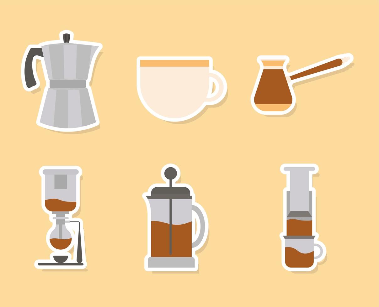 coffee method icon set vector