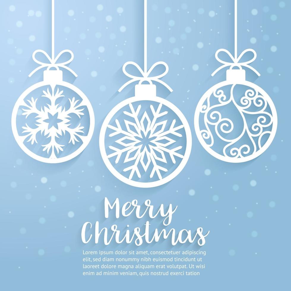 Merry Christmas ball paper cut art. Vector and illustration.