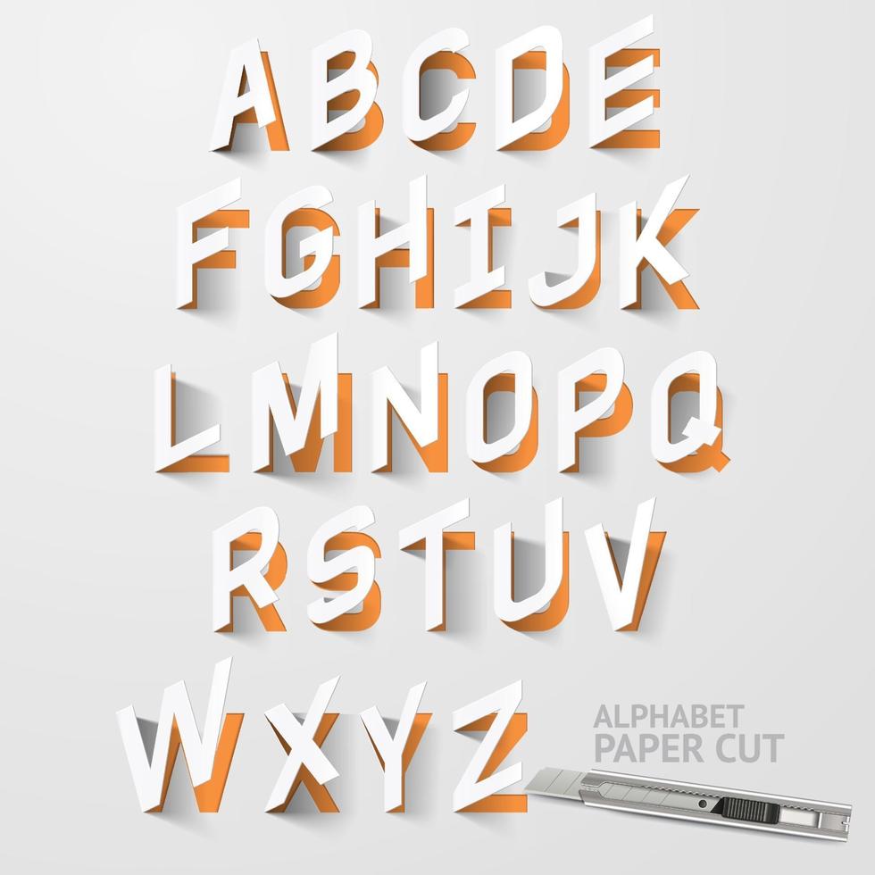 Uppercase alphabet paper cut designs vector