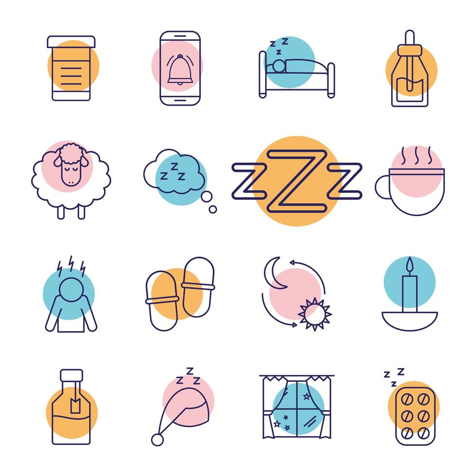 conjunto de iconos para dormir vector