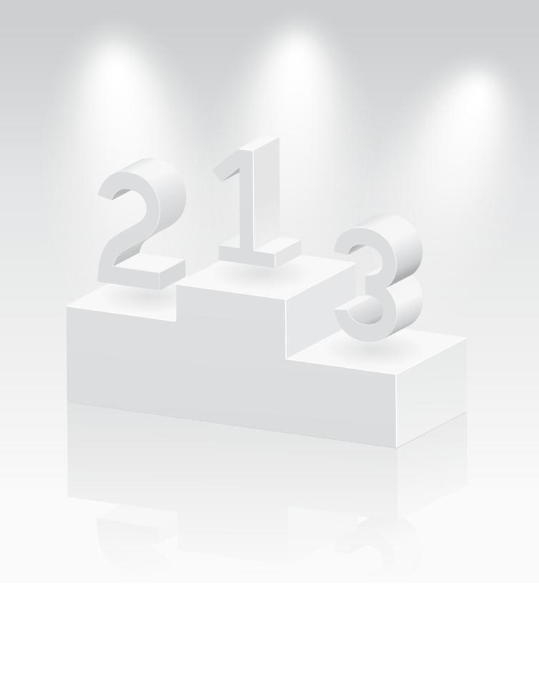 Podium three rank places with spotlight vector illustrations.