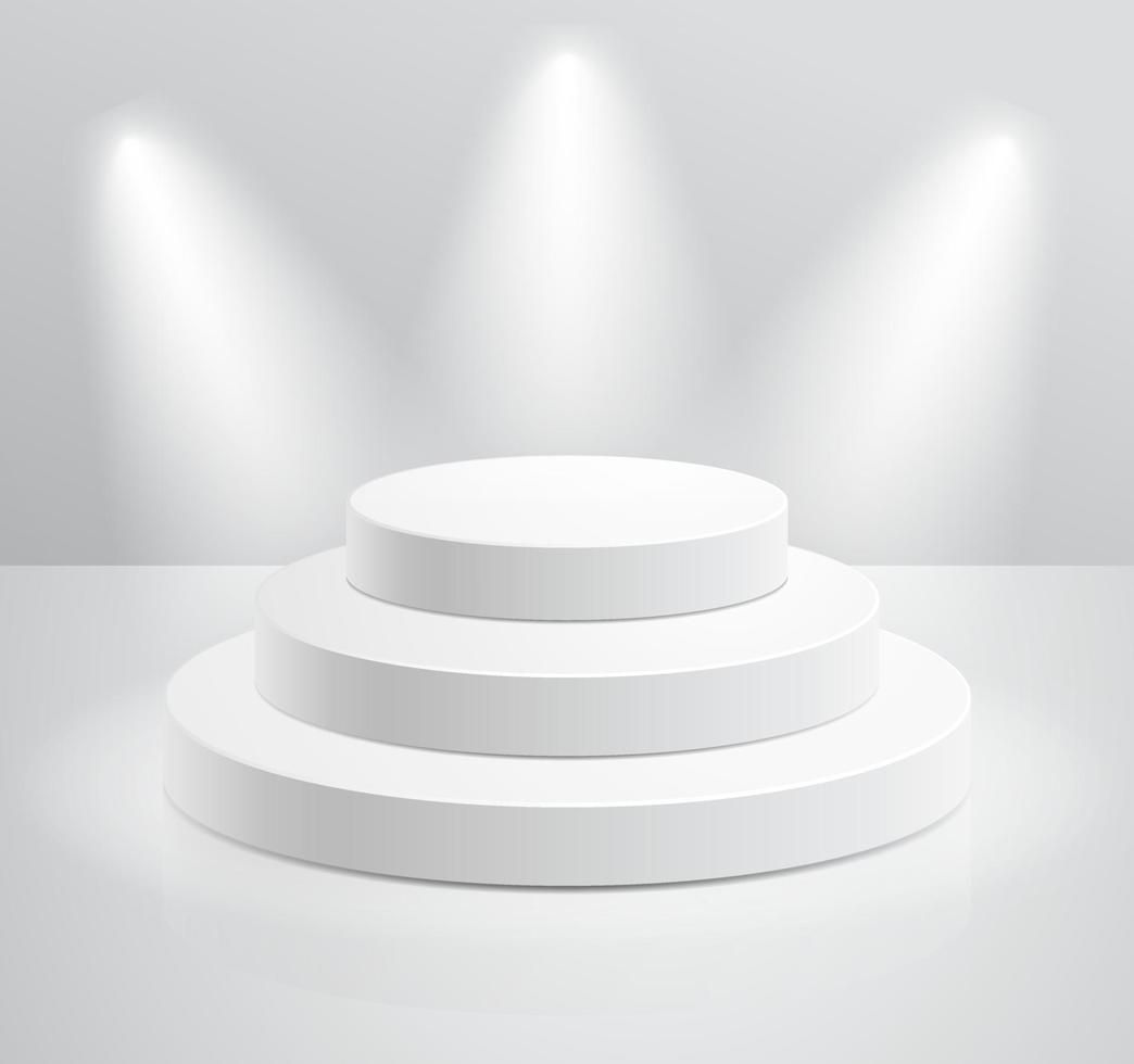 Podium with spotlight vector illustrations.