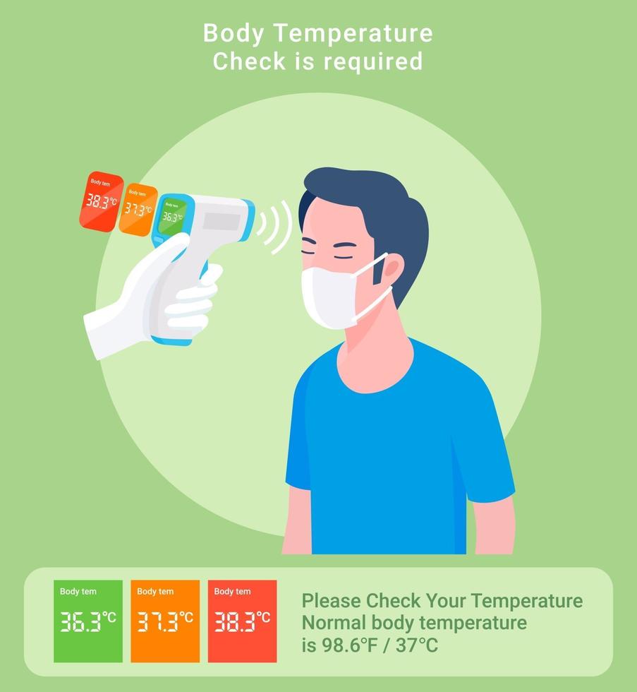 Comprobación de las ilustraciones vectoriales del concepto de temperatura corporal. vector