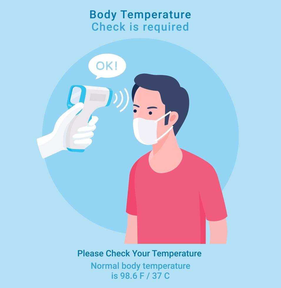 Comprobación de las ilustraciones vectoriales del concepto de temperatura corporal. vector