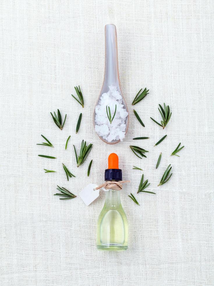 Organic rosemary essential oil for aromatherapy photo