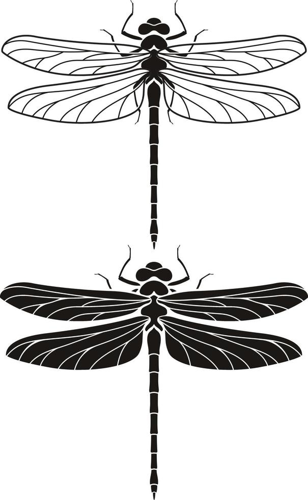 Dragonfly silhouette icons set. Vector Illustrations.