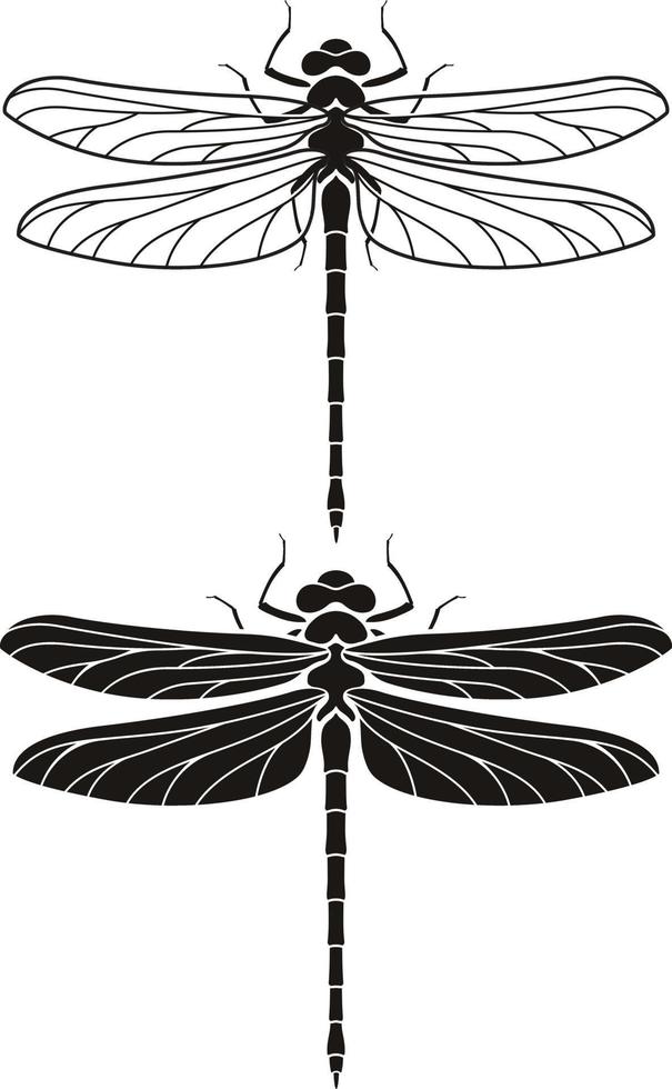 Dragonfly silhouette icons set. Vector Illustrations.